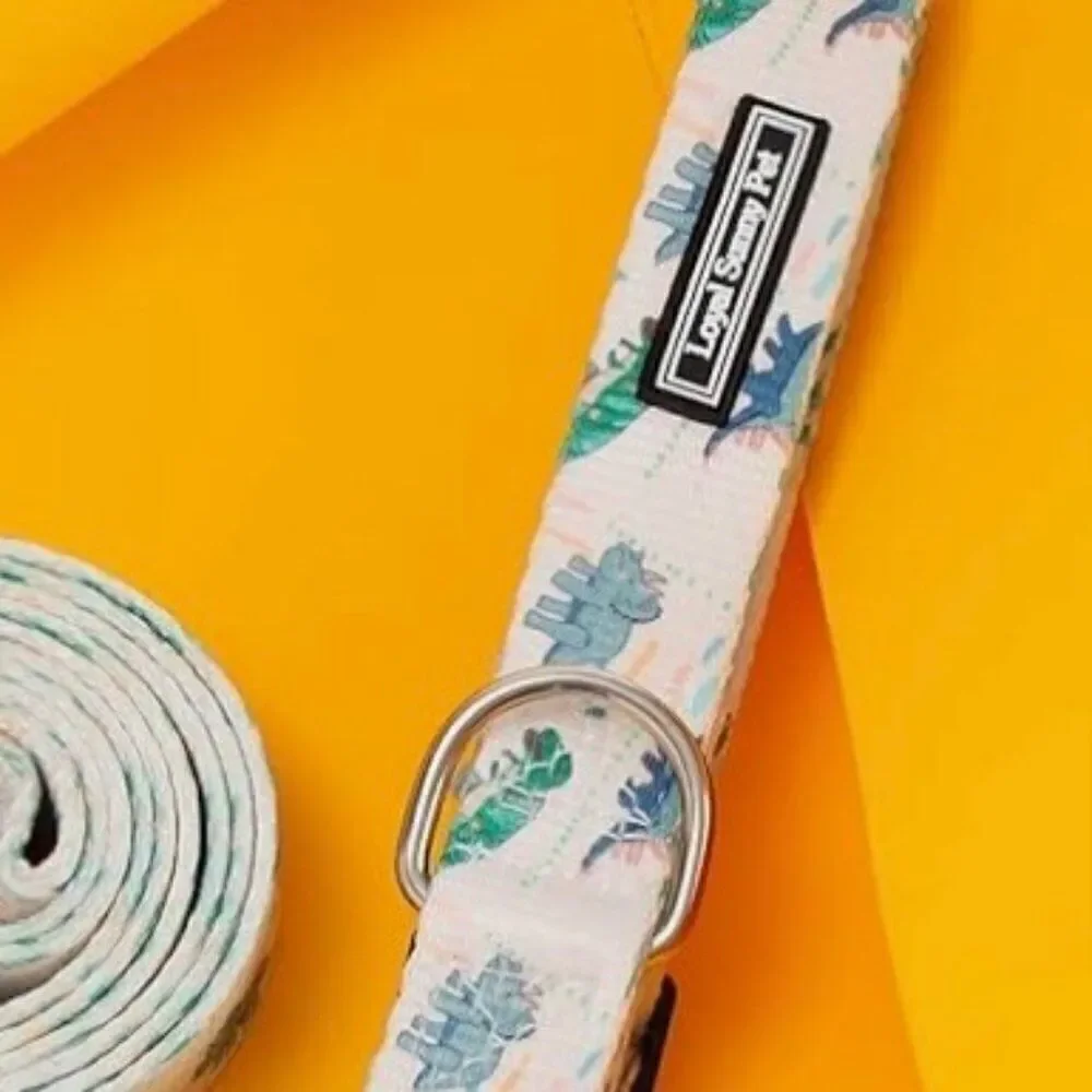 NWOT New Loyal Sunny Pet Dog Collar w/ Buckle Blue/Green Dinosaurs M/L
